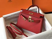 Hermes Mini Kelly Red Gold 19cm - 6