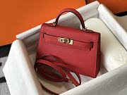 Hermes Mini Kelly Red Gold 19cm - 4