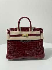 Hermes Birkin 25 Red Wine Crocodile Gold Hardware 25cm - 1