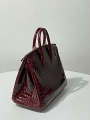 Hermes Birkin 25 Red Wine Crocodile Gold Hardware 25cm - 3