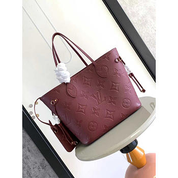 Louis Vuitton LV Neverfull Empreinte MM Wine Color 32x29x17cm