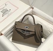 Hermes Mini Kelly 20 Epsom Leather Etoupe With Silver Hardware 20cm - 2