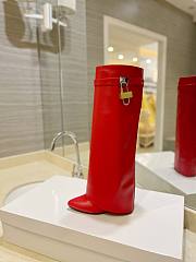 Givenchy Shark Lock Leather Knee-high Red Boots - 4