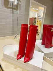 Givenchy Shark Lock Leather Knee-high Red Boots - 2