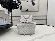 Chanel Backpack Grained Calfskin Gold White 23x15x25cm - 1