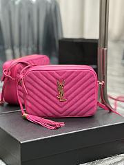 YSL Camera Lou Crossbody Bag Pink Suede 23x16x6cm - 1