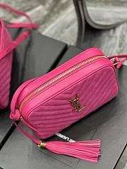 YSL Camera Lou Crossbody Bag Pink Suede 23x16x6cm - 4