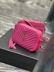 YSL Camera Lou Crossbody Bag Pink Suede 23x16x6cm - 3