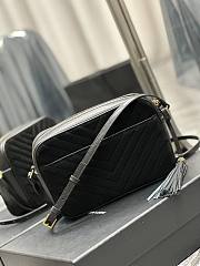 YSL Camera Lou Crossbody Bag Black Suede 23x16x6cm - 6