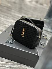 YSL Camera Lou Crossbody Bag Black Suede 23x16x6cm - 4