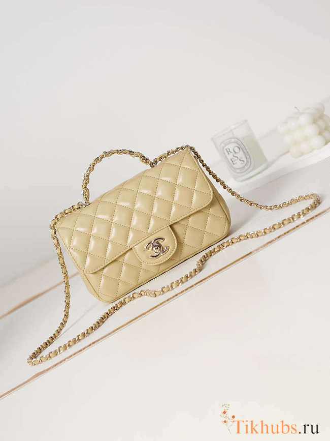 Chanel Camellia Flap With top Handle Bag Beige 21cm - 1