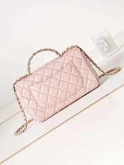 Chanel Camellia Flap With top Handle Bag Pink 21cm - 3