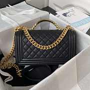 Chanel Boy Bag With Handle Caviar Gold Black 25x14.5x8cm - 6