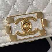 Chanel Boy Bag With Handle Caviar Gold White 25x14.5x8cm - 3