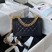 Chanel Boy Bag With Handle Caviar Gold Black 20x12x7cm - 6