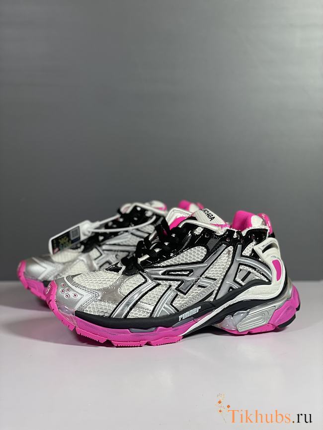 Balenciaga Runner Sneaker Silver Black Neon Pink - 1