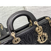 Dior Lady D-joy Black Lambskin with Ornamental 26 x 13.5 x 5 cm - 4