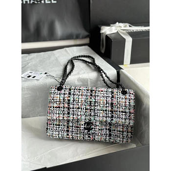 Chanel Double Flap Tweed Shoulder Bag Multi Color 25cm