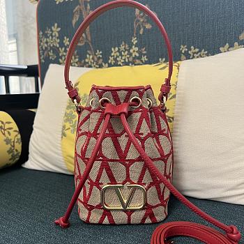 Valentino Vlogo Iconographe Mini Canvas Red Bucket Bag 12x18x10cm