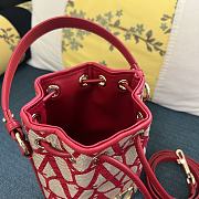 Valentino Vlogo Iconographe Mini Canvas Red Bucket Bag 12x18x10cm - 6