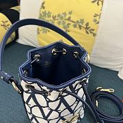 Valentino Vlogo Iconographe Mini Canvas Blue Bucket Bag 12x18x10cm - 6