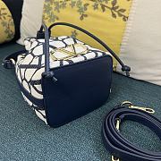 Valentino Vlogo Iconographe Mini Canvas Blue Bucket Bag 12x18x10cm - 3