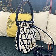 Valentino Vlogo Iconographe Mini Canvas Blue Bucket Bag 12x18x10cm - 2