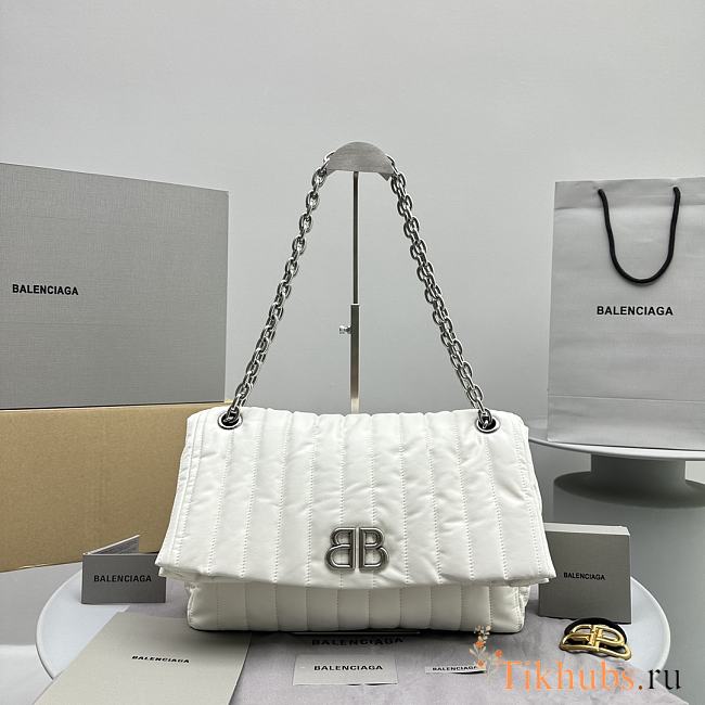 Balenciaga Monaco Medium Chain Bag Off White Silver 32.5x22x9.9cm - 1