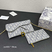 Dior Saddle Wallet With Chain Grey 19x10.5x3.5cm - 2