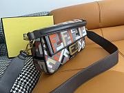 Fendi Baguette Multicolour Canvas Bag With FF Embroidery 27x15x6cm - 5