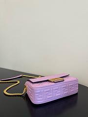 Fendi Baguette Chain Midi Purple Leather Bag 24x14.5x7cm - 5