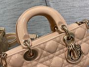 Dior Lady Small Lady D-joy Beige Patent Bag 22x12x6cm - 3