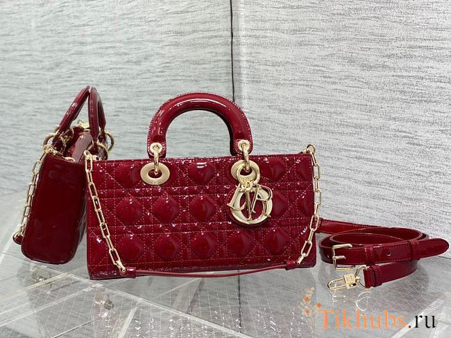 Dior Medium Lady D-joy Bag Red Patent 26x13.5x5cm - 1