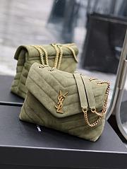 YSL Loulou Shoulder Bag Suede Green Gold 25cm - 5