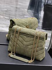 YSL Loulou Shoulder Bag Suede Green Gold 25cm - 4