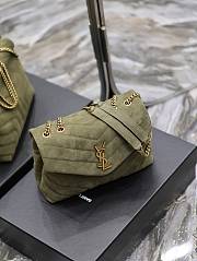 YSL Loulou Shoulder Bag Suede Green Gold 25cm - 3