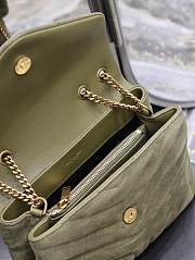 YSL Loulou Shoulder Bag Suede Green Gold 25cm - 2