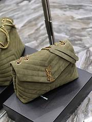 YSL Loulou Shoulder Bag Green Suede Gold 32x22x11cm - 5