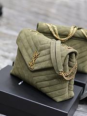 YSL Loulou Shoulder Bag Green Suede Gold 32x22x11cm - 3