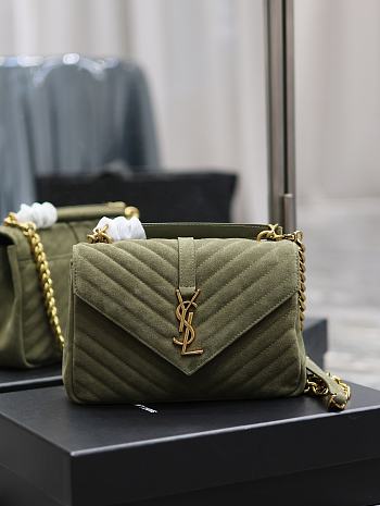 YSL College Bag Suede Green 24x17x6cm