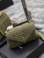 YSL College Bag Suede Green 24x17x6cm - 5