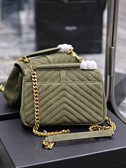 YSL College Bag Suede Green 24x17x6cm - 4