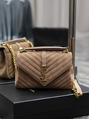 YSL College Bag Suede Brown 24x17x6cm