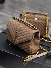 YSL College Bag Suede Brown 24x17x6cm - 3