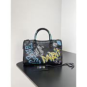 Balenciaga Agneau Graffiti Classic Hardware S City Handbag Black 30x20x10cm - 4