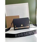 Burberry Hackberry Leather Crossbody Bag Black 25x8.5x18cm - 1