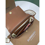 Burberry Note Brown Topstitch Leather Crossbody Bag 25x8.5x18cm - 5