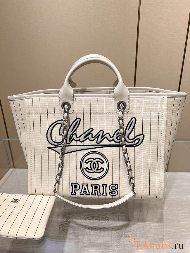 Chanel 23P Shopping Tote Deauville White Ecru 30x50x22cm - 1