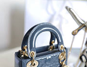 Dior Mini Lady Bag Blue Patent 17x15x7cm - 5