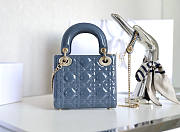 Dior Mini Lady Bag Blue Patent 17x15x7cm - 3